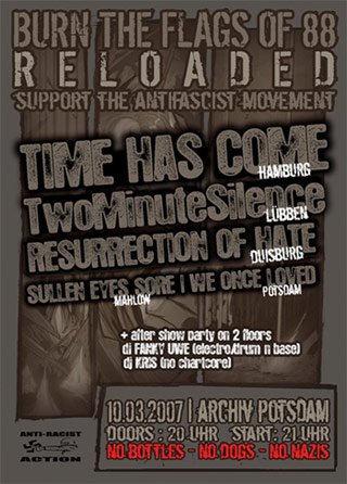 TIME HAS COME, RESURRECTION OF HATE, TWOMINUTESILENCE, SULLEN EYES SORE UND WE ONCE LOVED TIME HAS COME, RESURRECTION OF HATE, TWOMINUTESILENCE, SULLEN EYES SORE UND WE ONCE LOVED