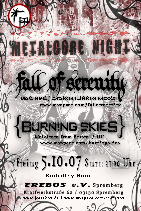 [FÄLLT AUS !!!] FALL OF SERENITY, BURNING SKIES