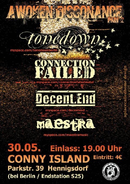TONEDOWN, CONNECTION FAILED, DECENT.END, MAESTRA