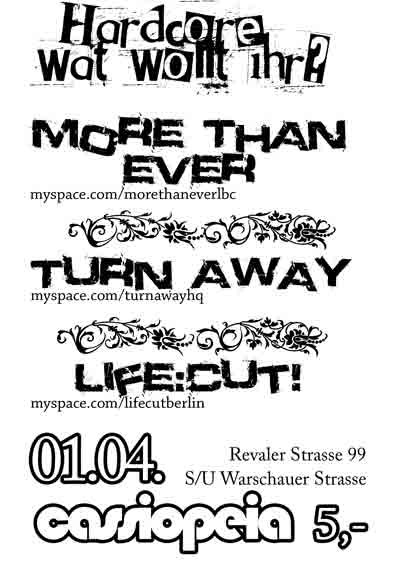 MORETHANEVER, TURN AWAY, LIFE:CUT! MORETHANEVER, TURN AWAY, LIFE:CUT!