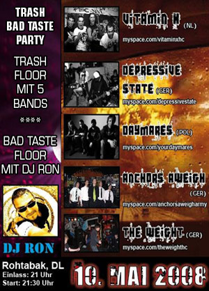 VITAMIN X, DEPRESSIVE STATE, DAYMARES, ANCHORS AWEIGH, THE WEIGHT VITAMIN X, DEPRESSIVE STATE, DAYMARES, ANCHORS AWEIGH, THE WEIGHT