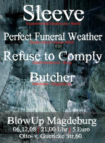 SLEEVE, PERFECT FUNERAL WEATHER, REFUSE TO COMPLY, BUTCHER SLEEVE, PERFECT FUNERAL WEATHER, REFUSE TO COMPLY, BUTCHER