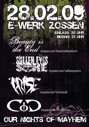 SULLEN EYES SORE, BEAUTY IS THE END, ARISE, CRY OF DISMAY