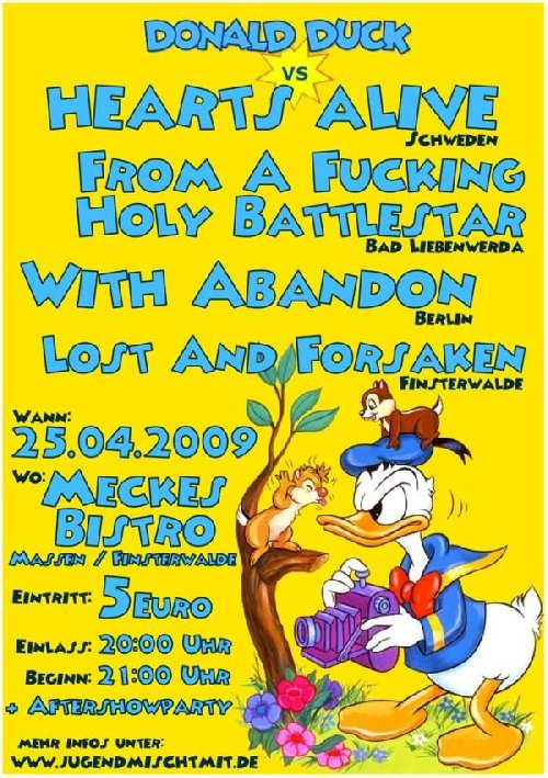 HEARTS ALIVE, FROM A FUCKING HOLY BATTLESTAR, WITH ABANDON, LOST AND FORSAKEN