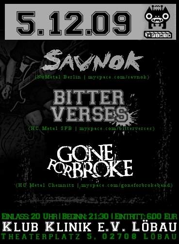 SAVNOK, BITTER VERSES, GONE FOR BROKE