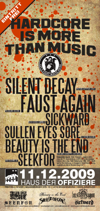 SILENT DECAY, FAUST AGAIN, SICKWARD, SULLEN EYES SORE, BEAUTY IS THE END, SEEKFOR SILENT DECAY, FAUST AGAIN, SICKWARD, SULLEN EYES SORE, BEAUTY IS THE END, SEEKFOR