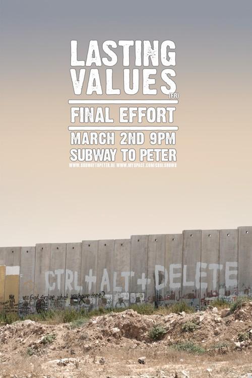 LASTING VALUES (FR), FINAL EFFORT