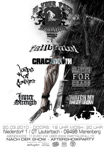 FALLBRAWL, CRACKDOWN, WATCH MY ANGER GROW, CRAVING FOR CHAOS, INNER STRENGTH, WORDS OF CONCRETE