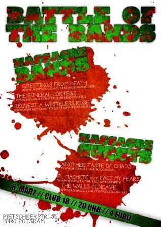 ANOTHER TASTE OF CHAOS, FACE MY FEARS, THE WALLS CONCAVE, REQUEST A WHITE LESS ROSE, THE FUNERA LCORTEGE, GREETINGS FROM DEATH