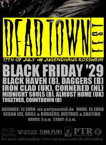 BLACK FRIDAY '29, BLACK HAVEN (B), DAGGERS (B), IRON CLAD (UK), CORNERED (NL), ALMOST HOME (UK), MIDNIGHT SOULS (B), TOGETHER, COUNTDOWN (B)