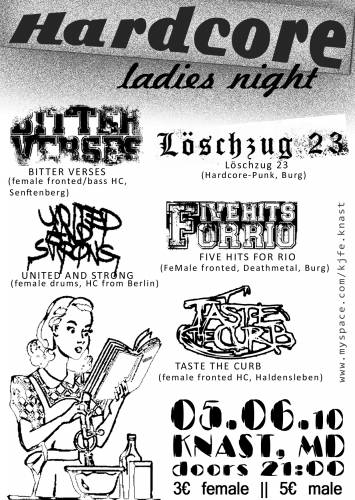 UNITED AND STRONG, BITTER VERSES, FIVE HITS FOR RIO, LÖSCHZUG 23, TASTE THE CURB UNITED AND STRONG, BITTER VERSES, FIVE HITS FOR RIO, LÖSCHZUG 23, TASTE THE CURB
