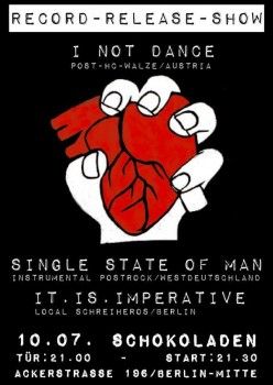 I NOT DANCE, SINGLE STATE OF MAN, IT.IS.IMPERATIVE I NOT DANCE, SINGLE STATE OF MAN, IT.IS.IMPERATIVE
