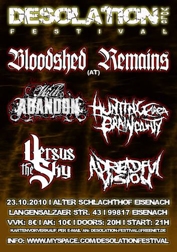 BLOODSHED REMAINS, WITH ABANDON, HOUNTING AREA BRAIN COUNTY, VERSUS THE SKY, A DREADFUL VISION