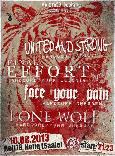 UNITED AND STRONG, FINAL EFFORT, FACE YOUR PAIN, LONE WOLF UNITED AND STRONG, FINAL EFFORT, FACE YOUR PAIN, LONE WOLF