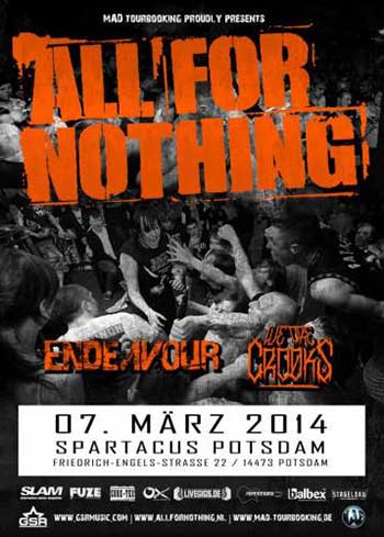 ALL FOR NOTHING, ENDEAVOUR, WEARECROOKS