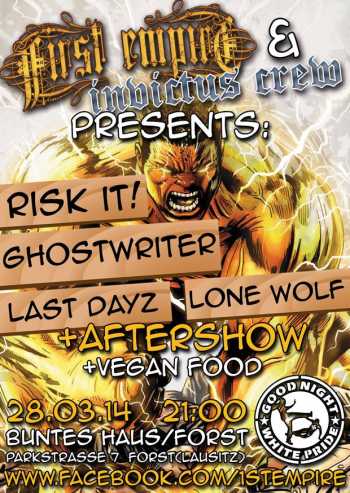 RISK IT!, GHOSTWRITER, REASON TO CARE, LAST DAYZ, LONE WOLF