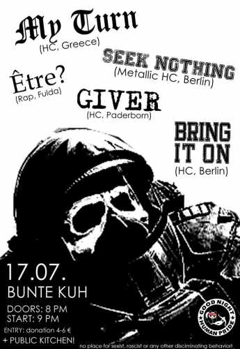 MY TURN, BRING IT ON, SEEK NOTHING, ETRE, GIVER