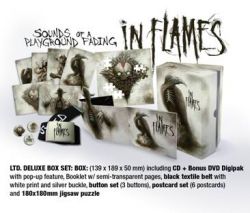 in flames